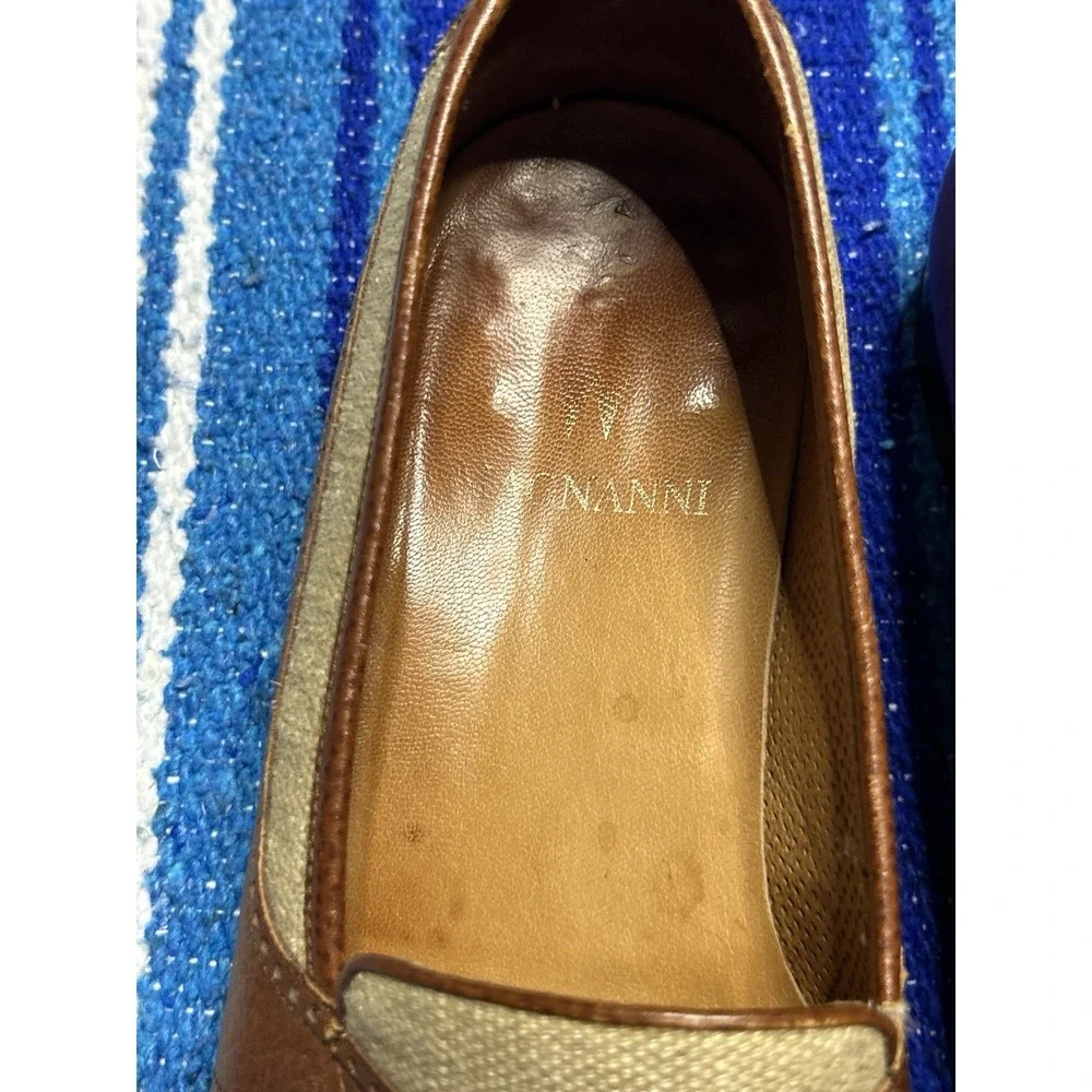 Magnanni for Neiman Marcus Leather Canvas Penny Loafers Men's Size 8